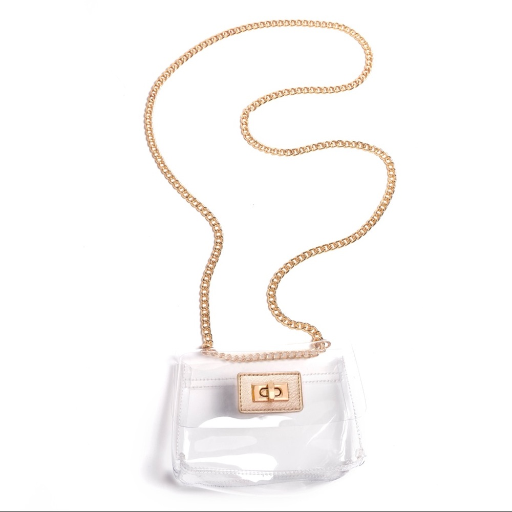 Stadium Crossbody Bag • Fashion Purse • Clear Gold • Girls Night Out • NWT